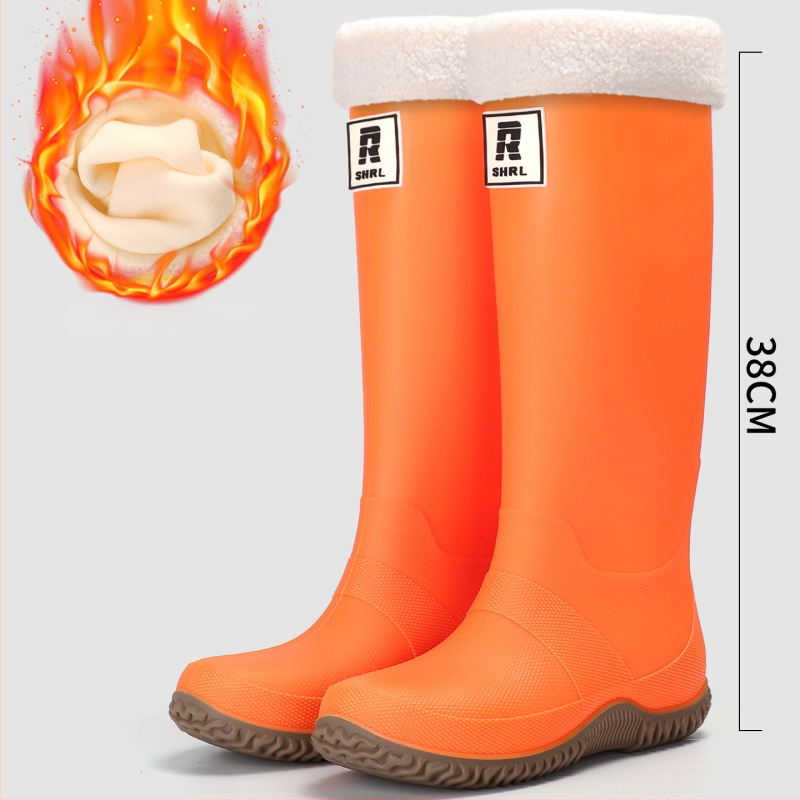 Unisex lietaus batai su aukštu vamzdžiu, PVC viršus, atsparūs vandeniui, stora padas