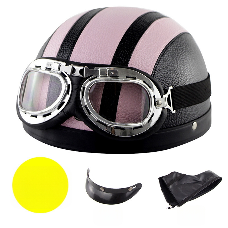 Casca Cyclegear pentru ciclism, tip half-shell, protecție împotriva vântului și razelor UV, model cu dungi, material PU skin + carcasă PP, unisex, adult, logo imprimat