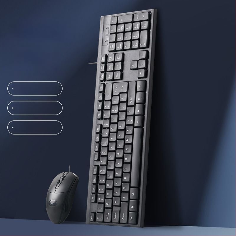 Жичен комплект клавиатура и мишка — механична клавиатура, USB интерфейс, без подсветка, без подложка за китката, не е водоустойчив