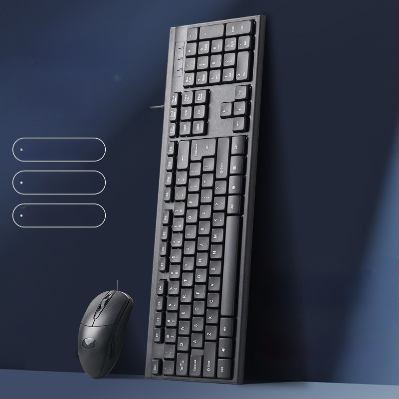 Жичен комплект клавиатура и мишка — механична клавиатура, USB интерфейс, без подсветка, без подложка за китката, не е водоустойчив