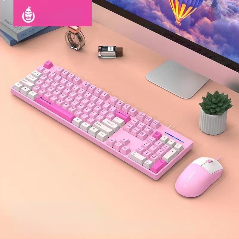 Комплект клавиатура и мишка Eighteen cycles K600, мембранна клавиатура с 104 клавиша, жично USB, ABS корпус, кабел 1,5 м