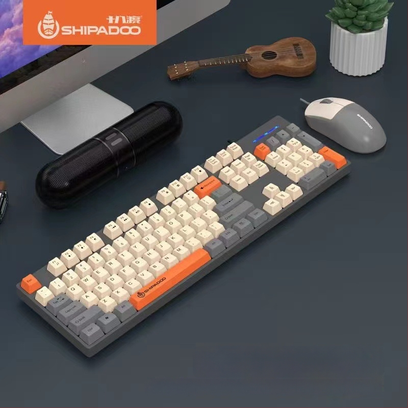 Комплект клавиатура и мишка Eighteen cycles K600, мембранна клавиатура с 104 клавиша, жично USB, ABS корпус, кабел 1,5 м