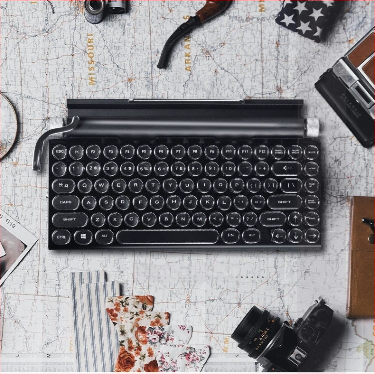 Bluetooth клавиатура с 87 клавиши, механични превключватели, водоустойчива ABS конструкция, мултицветна подсветка и свързване до 3 устройства