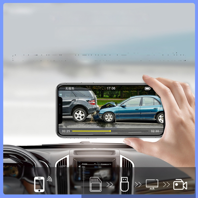 Camera de bord auto cu înregistrare duală față-spate, 4K (2160P), unghi de 140°, Wi-Fi, suport card TF până la 256GB