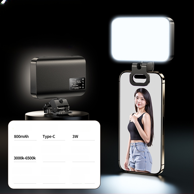 BD102 Lumină de umplere portabilă pentru smartphoneuri — LED 4W, 5V, Temperatură de culoare reglabilă 2500K–9900K, Model BD102, Pentru Live Streaming și Filmare