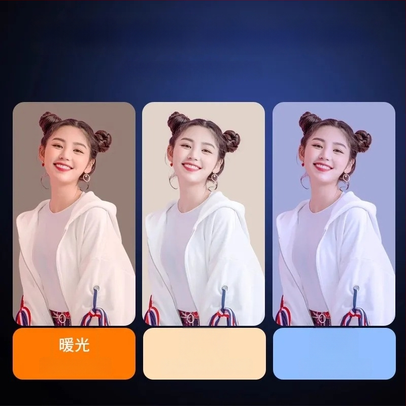 Lumină LED de fill pentru streaming live pe telefon, utilizare pe birou, 15W, 10V, temperaturi de culoare variabile, model 000159, Love Rain Spirit