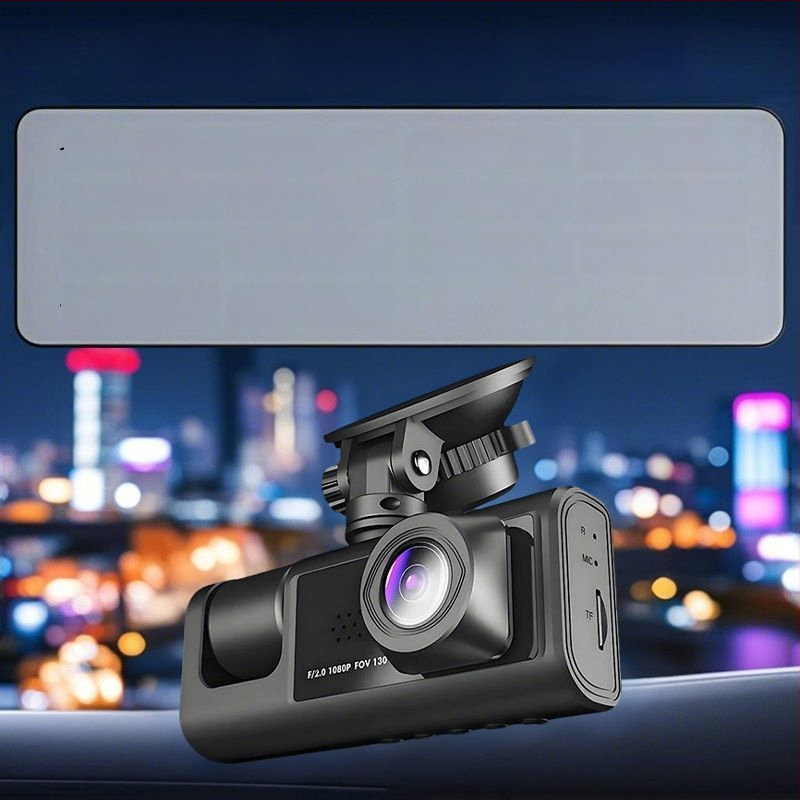Camera de bord cu trei camere, înregistrare panoramică 360°, viziune nocturnă infraroșu, video 1080p, stocare 256GB