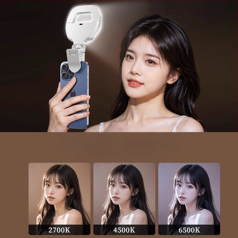 W66 Lampa LED inelar cu clips pentru fotografiere — iluminator portabil pentru selfie și streaming live, sub 10W, 110V