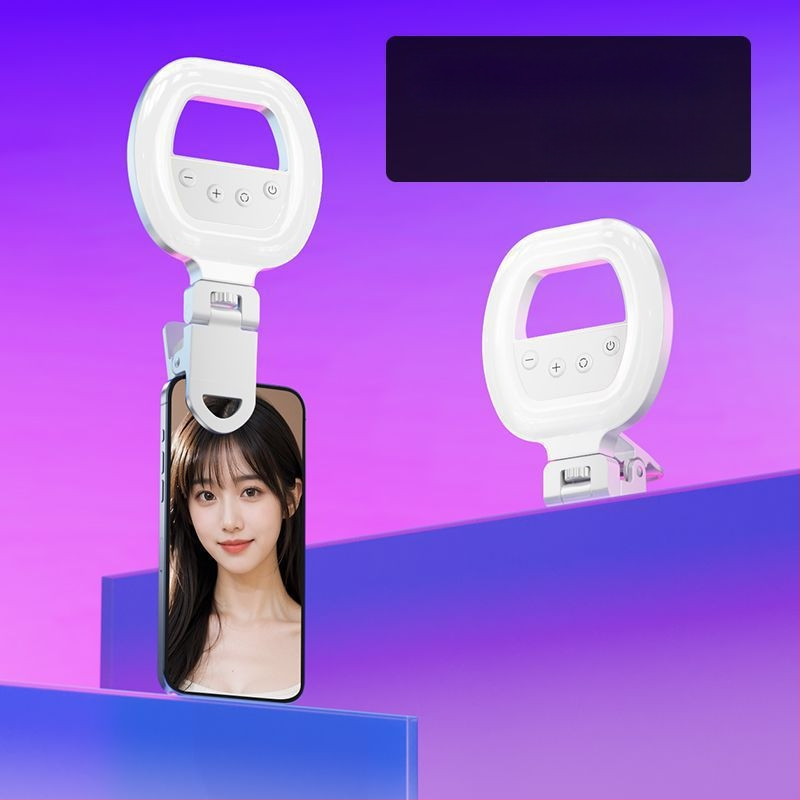 W66 Lampa LED inelar cu clips pentru fotografiere — iluminator portabil pentru selfie și streaming live, sub 10W, 110V