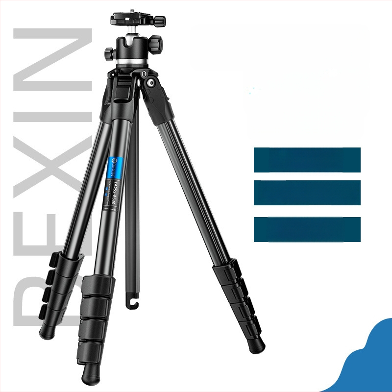 Aliuminio lydinio trikojis stovas su kamuoline galva, 5 sekcijos, apkrova 5 kg, greito atleidimo plokštė, suderinamas su be veidrodžio ir DSLR kameromis