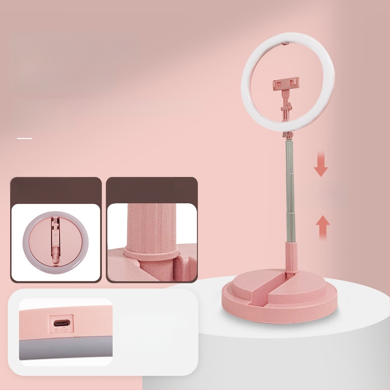 Lumină LED inelar pliabilă pentru streaming live și fotografie, trei temperaturi de culoare, putere 2W, tensiune DC5V, model Cs-12-CLED-2, suport de birou