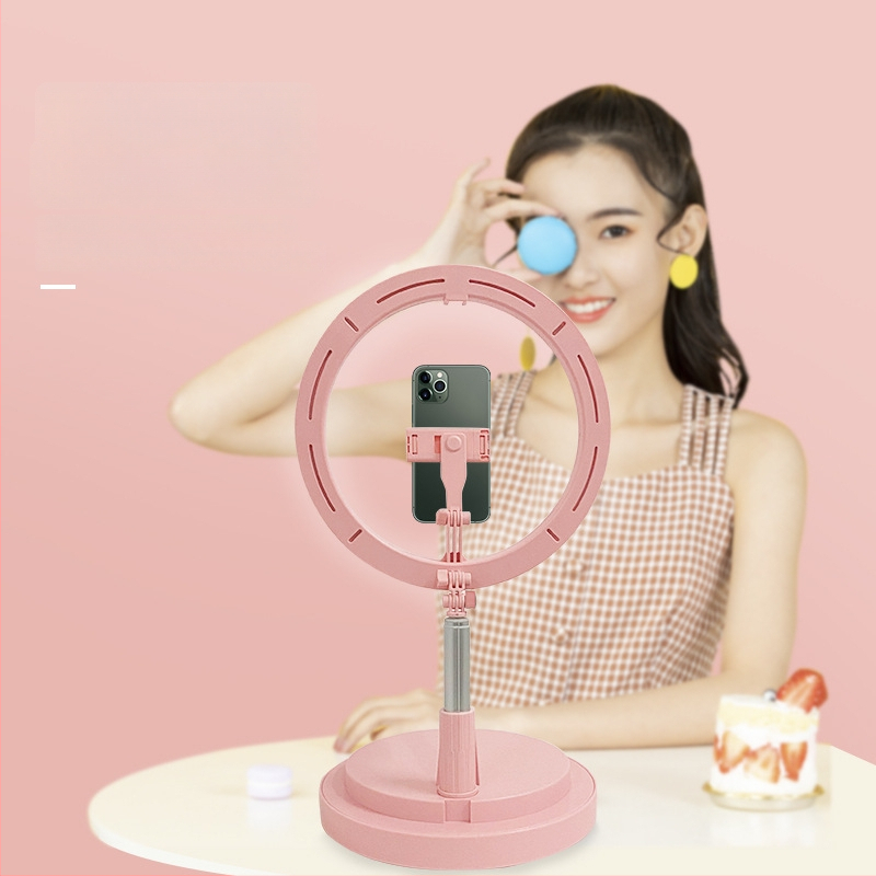 Lumină LED inelar pliabilă pentru streaming live și fotografie, trei temperaturi de culoare, putere 2W, tensiune DC5V, model Cs-12-CLED-2, suport de birou