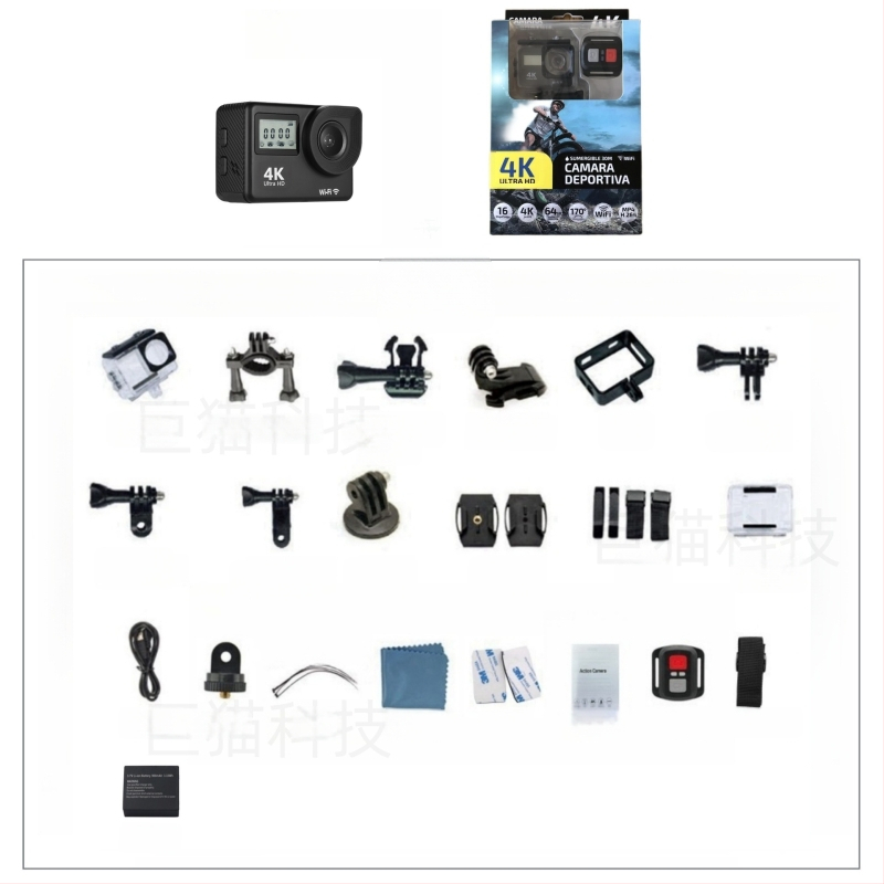 Sporta kamera 88DR ar 2,0 collu LCD ekrānu, TF kartes glabāšana, 16 MP, ABS korpuss, akumulatora darbības laiks 60–90 min