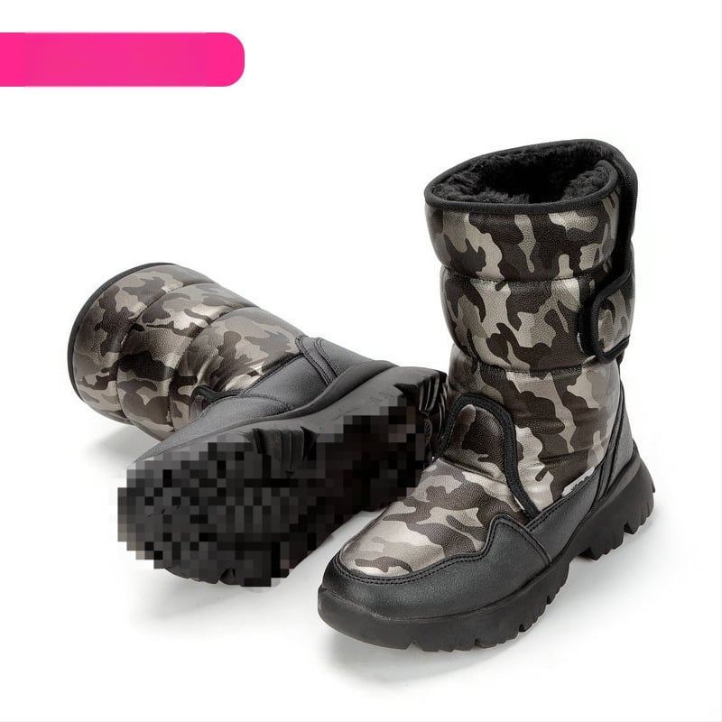 Vīriešu ziemas zābaki sniegam, ūdensizturīgi, pretslīdējoši, ar mākslīgu pūkainu oderi, bieza konstrukcija, gumijas zole