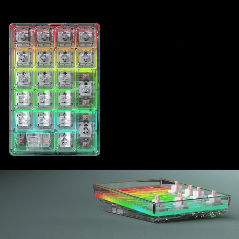 DK21 механична клавиатура с 21 клавиша, RGB подсветка, три режима свързване: жично, безжично и Bluetooth, hot-swappable