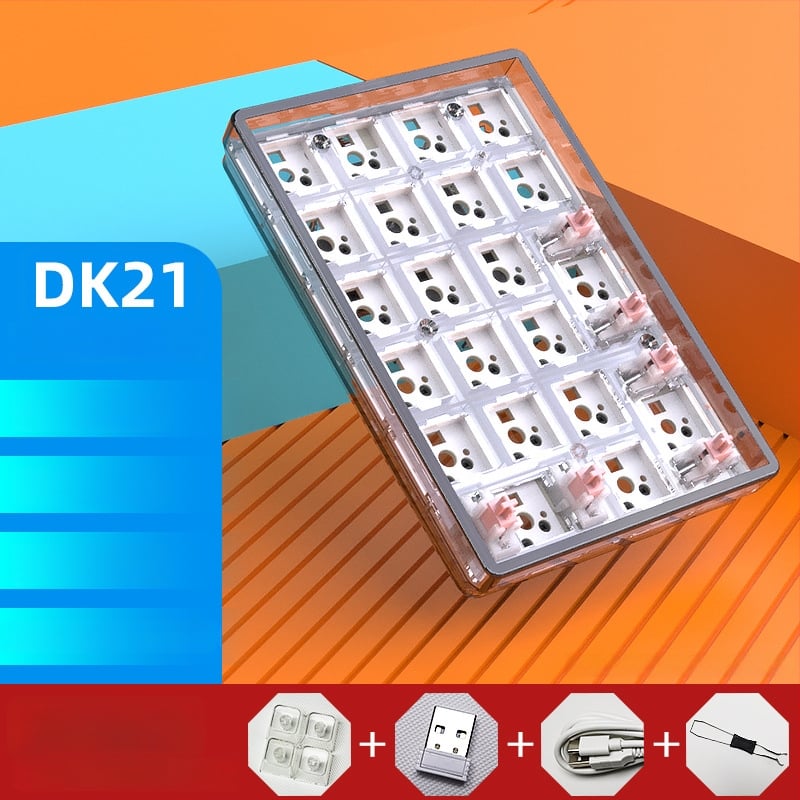 DK21 механична клавиатура с 21 клавиша, RGB подсветка, три режима свързване: жично, безжично и Bluetooth, hot-swappable