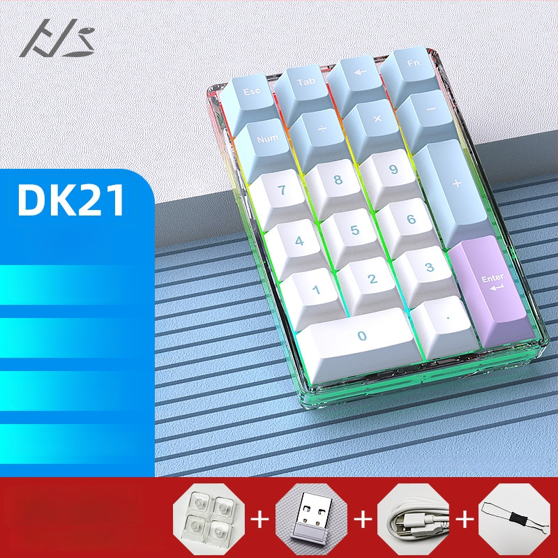 DK21 механична клавиатура с 21 клавиша, RGB подсветка, три режима свързване: жично, безжично и Bluetooth, hot-swappable