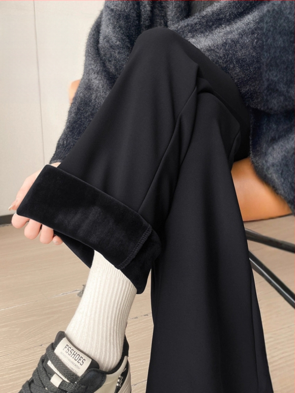 Žieminiai 2025 aukštos juosmens, laisvas kirpimo, ilgos plačios kelnės, iš Roman Cotton/Nylon-Polyamide mišinio, kasualus japonų/korejiečių stilius