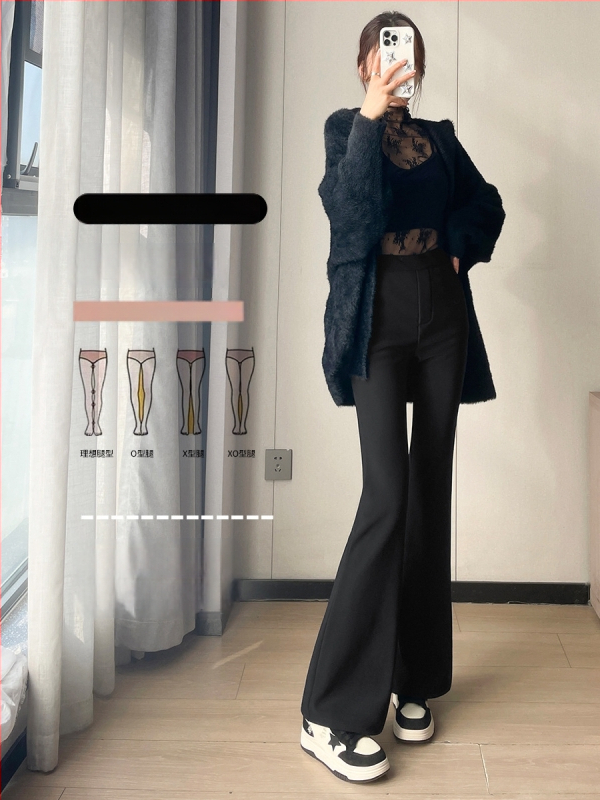 Žieminiai 2025 aukštos juosmens, laisvas kirpimo, ilgos plačios kelnės, iš Roman Cotton/Nylon-Polyamide mišinio, kasualus japonų/korejiečių stilius