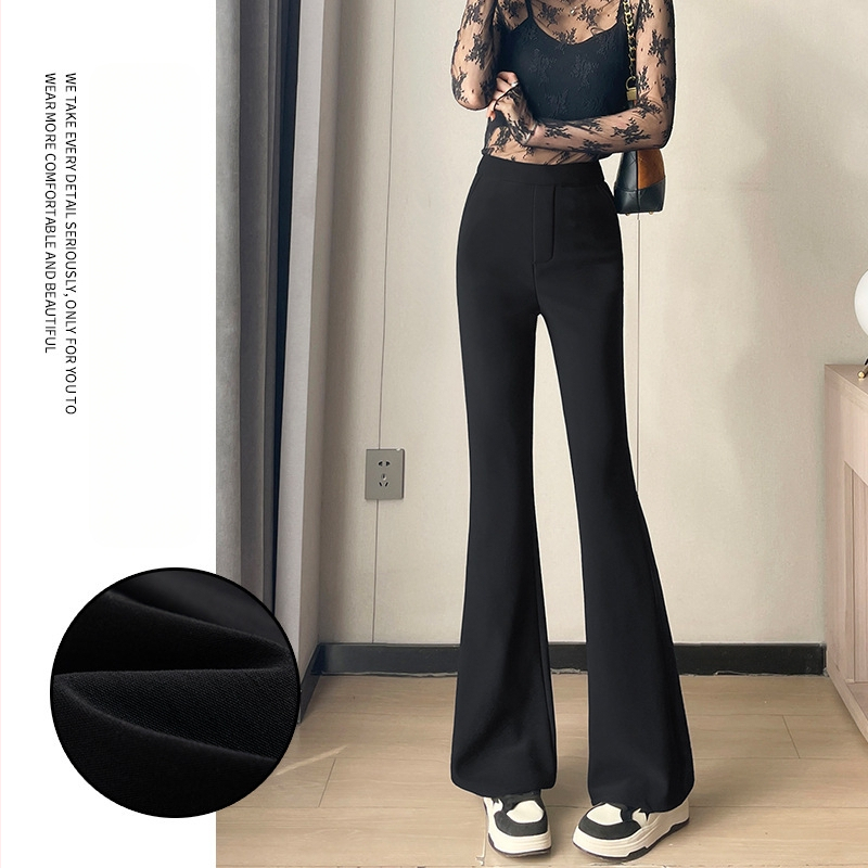 Žieminiai 2025 aukštos juosmens, laisvas kirpimo, ilgos plačios kelnės, iš Roman Cotton/Nylon-Polyamide mišinio, kasualus japonų/korejiečių stilius