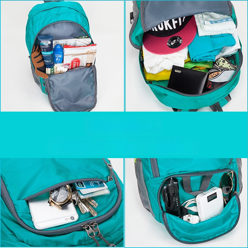 Pārgājienu mugursoma 25L, salokāma, ultra viegla, neilons, ūdensnecaurlaidīga, universāla