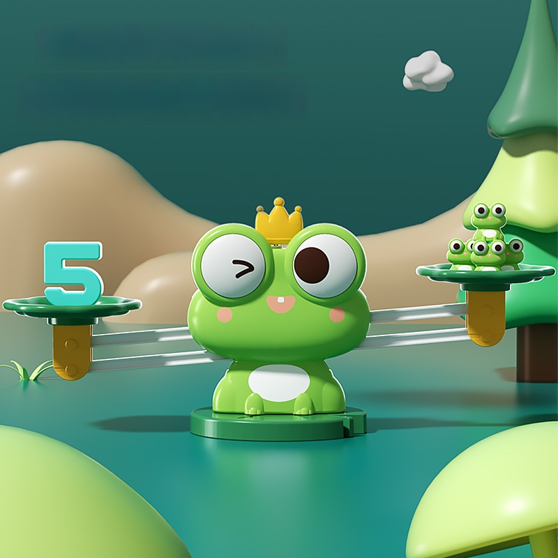 Образователна жаба-игра за развитие на логика и математика — балансова играчка за деца 4–6 г., пластмасова, неелектрическа, родителско-детско взаимодействие