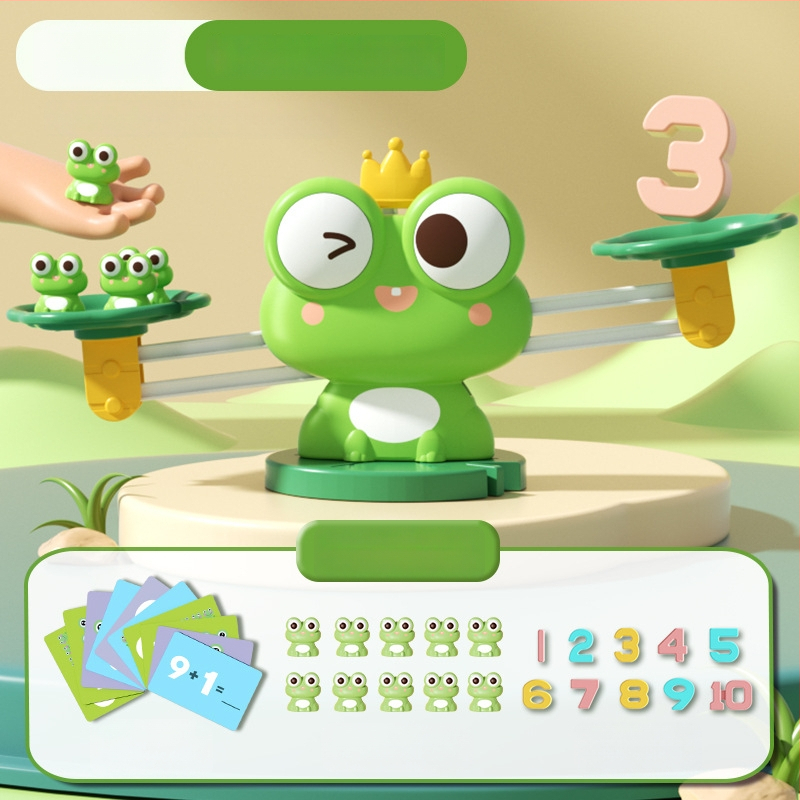 Образователна жаба-игра за развитие на логика и математика — балансова играчка за деца 4–6 г., пластмасова, неелектрическа, родителско-детско взаимодействие