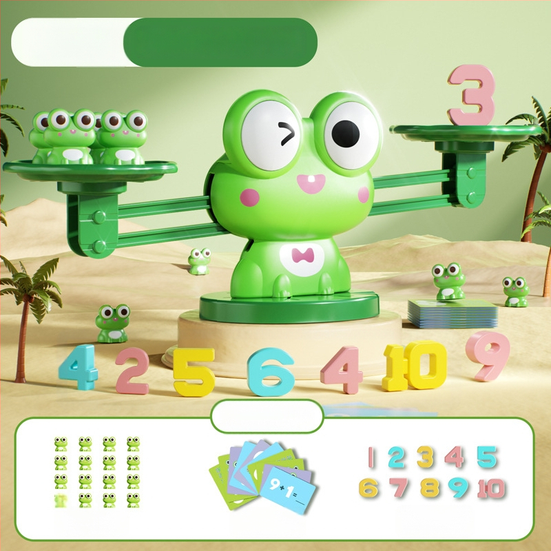 Образователна жаба-игра за развитие на логика и математика — балансова играчка за деца 4–6 г., пластмасова, неелектрическа, родителско-детско взаимодействие