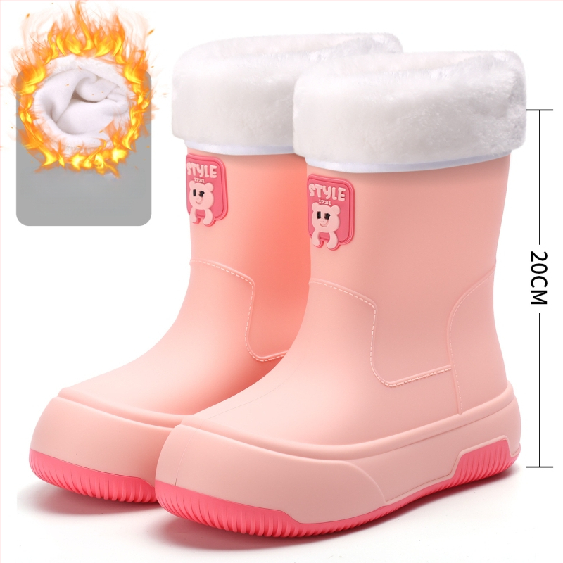 Moteriški lietaus batai su PVC viršumi, trumpas vamzdelio aukštis, plokščias kulnas, vientisas raštas, tinkami visoms sezonoms