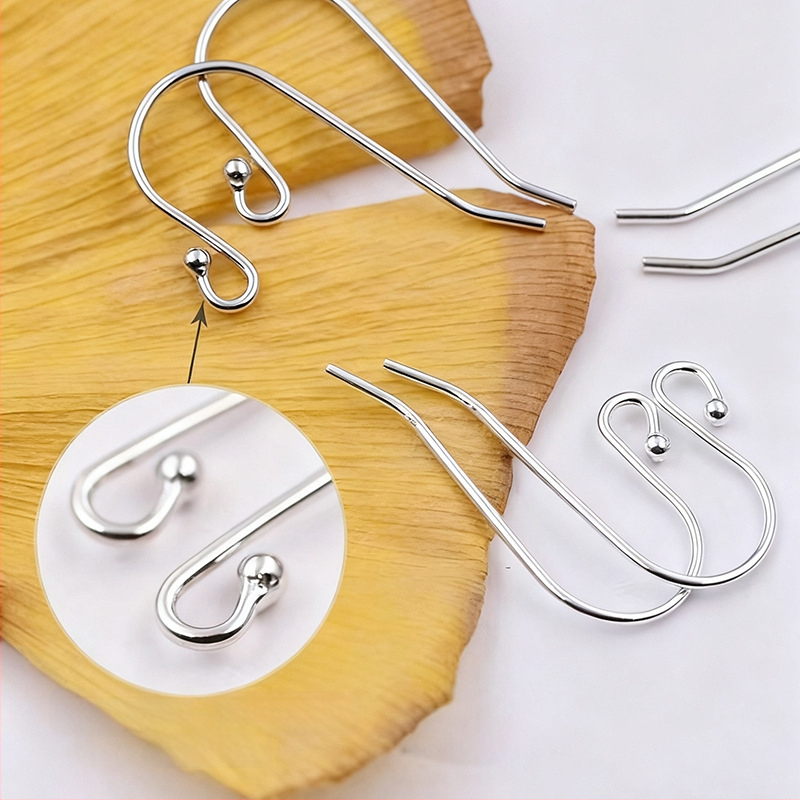 Ασημένια άγκιστρα για τα αυτιά σε σχήμα U από S925 – κεφαλή με χάντρα, εξάρτημα DIY για γυναικεία σκουλαρίκια