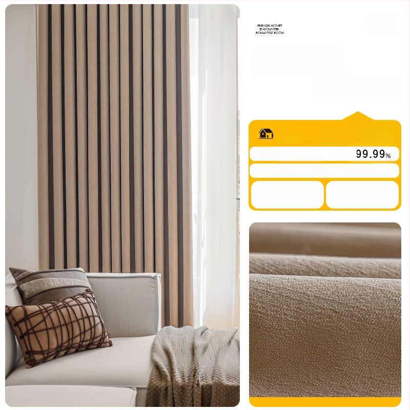 Chenille завеси за пълно затъмнение, боядисани на нишки, френски стил, за дневна, спалня, кабинет, кухня и балкон, едноцветни