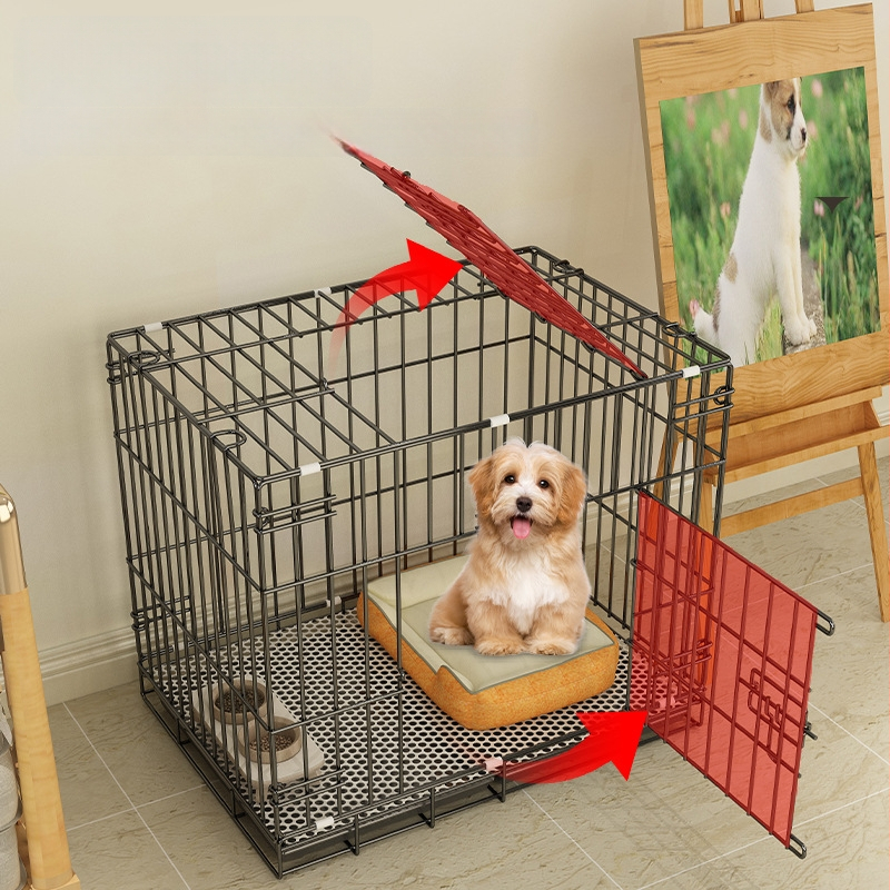 Κλουβί σκύλου από σίδερο με ενσωματωμένη τουαλέτα, για εσωτερική χρήση, ενισχυμένη κατασκευή