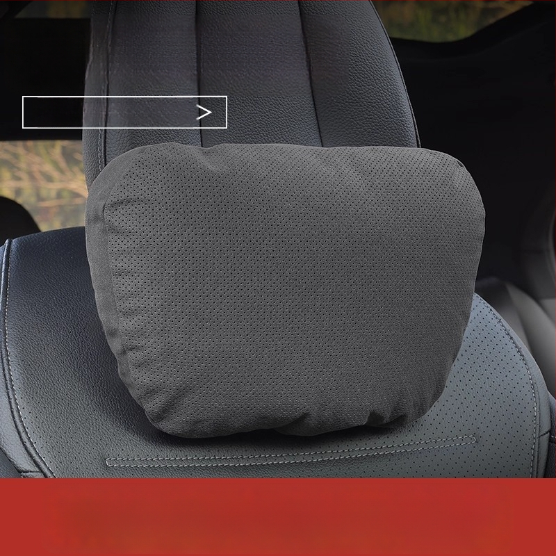 Automobiļu galvas balsts un jostas spilvens — velūra materiāls, dabisko šķiedru pildījums, universāla automašīnu saderība, pielāgojams, vissezonu lietošanai