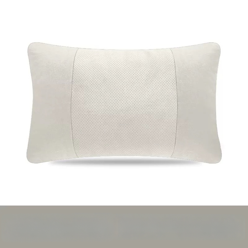 Automobiļu galvas balsts un jostas spilvens — velūra materiāls, dabisko šķiedru pildījums, universāla automašīnu saderība, pielāgojams, vissezonu lietošanai