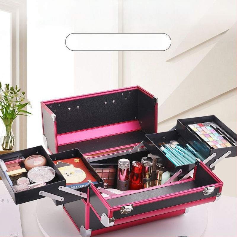 Преносима кутия за грим за домашно съхранение, голям капацитет за козметика и инструменти за красота, с цип, без ключалка
