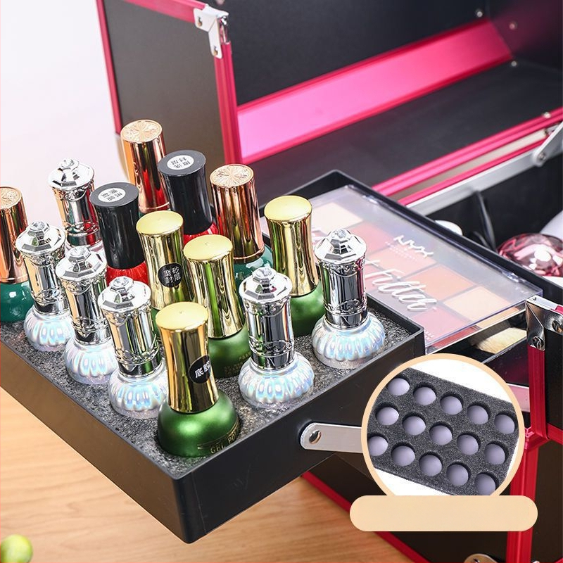 Преносима кутия за грим за домашно съхранение, голям капацитет за козметика и инструменти за красота, с цип, без ключалка