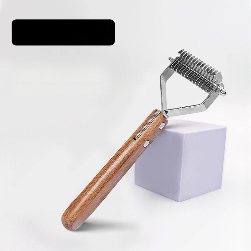 Pieptene dublu față, curbat pentru descurcarea nodurilor și îndepărtarea părului la câinii cu blană lungă – multifuncțional