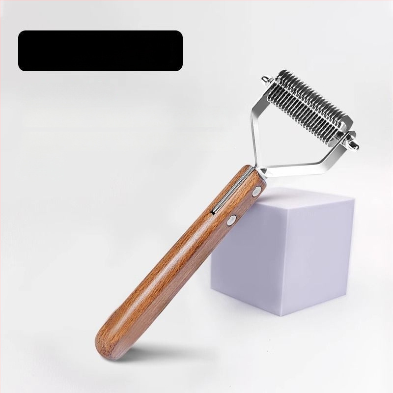 Pieptene dublu față, curbat pentru descurcarea nodurilor și îndepărtarea părului la câinii cu blană lungă – multifuncțional