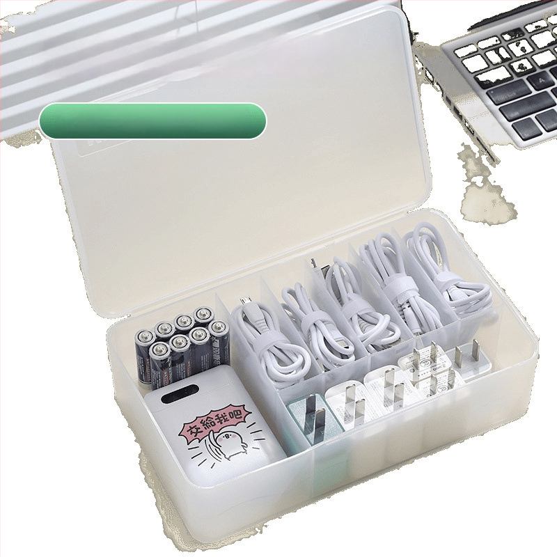 Plastmasas kabeļu uzglabāšanas kastīte – datu un uzlādes kabeļu organizētājs