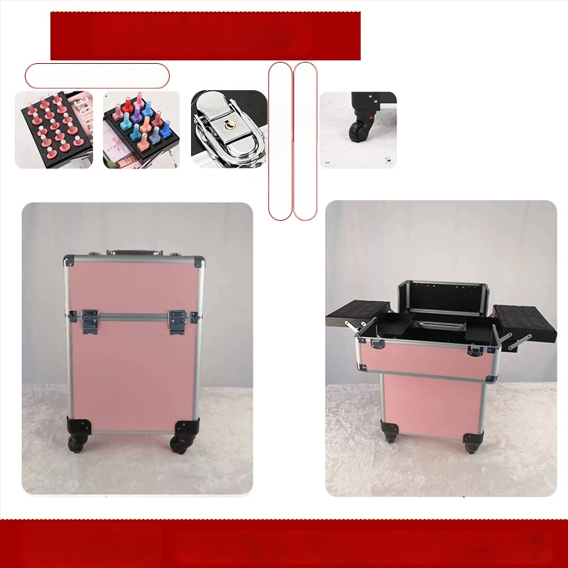 Професионална кутия за фризьорство и козметика с колела, преносим органайзер за инструменти; ABS+PC, телескопичен прът, универсални колела, заключване, тегло 4,5 кг