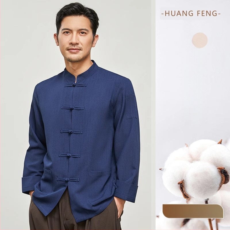 Hosszú ujjú szakács felső hotel- és catering célokra, nedvességelvezető len- és poliészter keverék (96%+ poliészter), bélés poliészter, férfiak számára