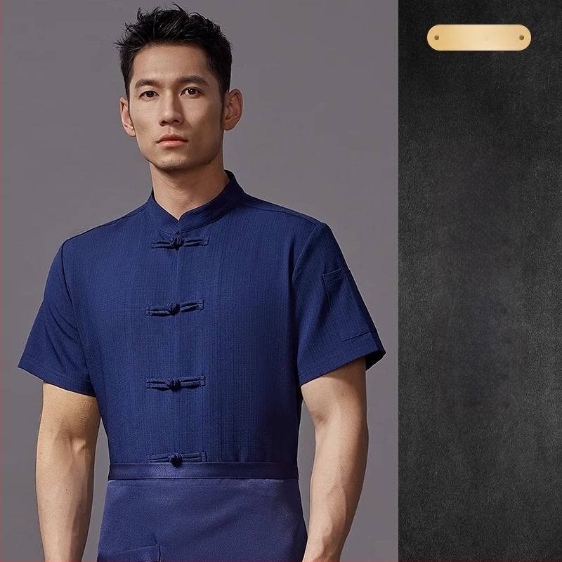 Hosszú ujjú szakács felső hotel- és catering célokra, nedvességelvezető len- és poliészter keverék (96%+ poliészter), bélés poliészter, férfiak számára