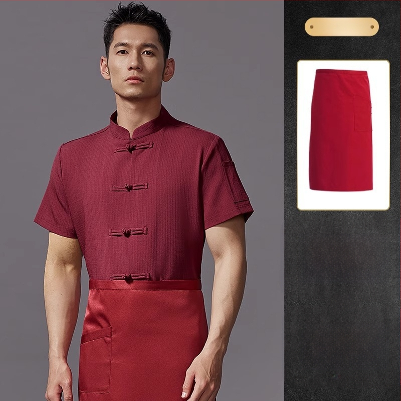 Hosszú ujjú szakács felső hotel- és catering célokra, nedvességelvezető len- és poliészter keverék (96%+ poliészter), bélés poliészter, férfiak számára