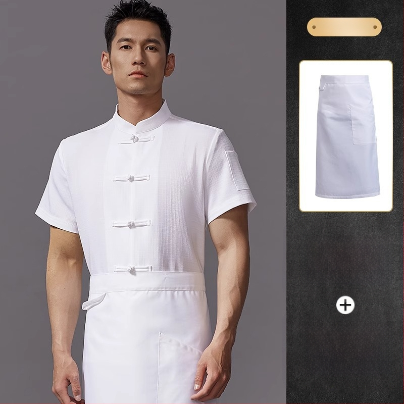 Hosszú ujjú szakács felső hotel- és catering célokra, nedvességelvezető len- és poliészter keverék (96%+ poliészter), bélés poliészter, férfiak számára