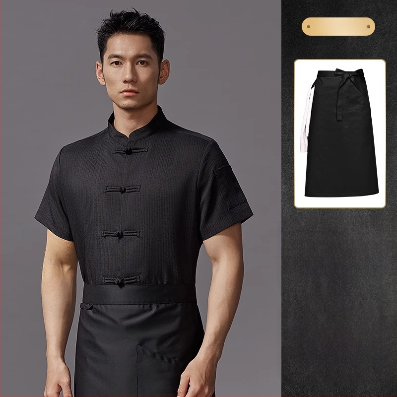 Hosszú ujjú szakács felső hotel- és catering célokra, nedvességelvezető len- és poliészter keverék (96%+ poliészter), bélés poliészter, férfiak számára