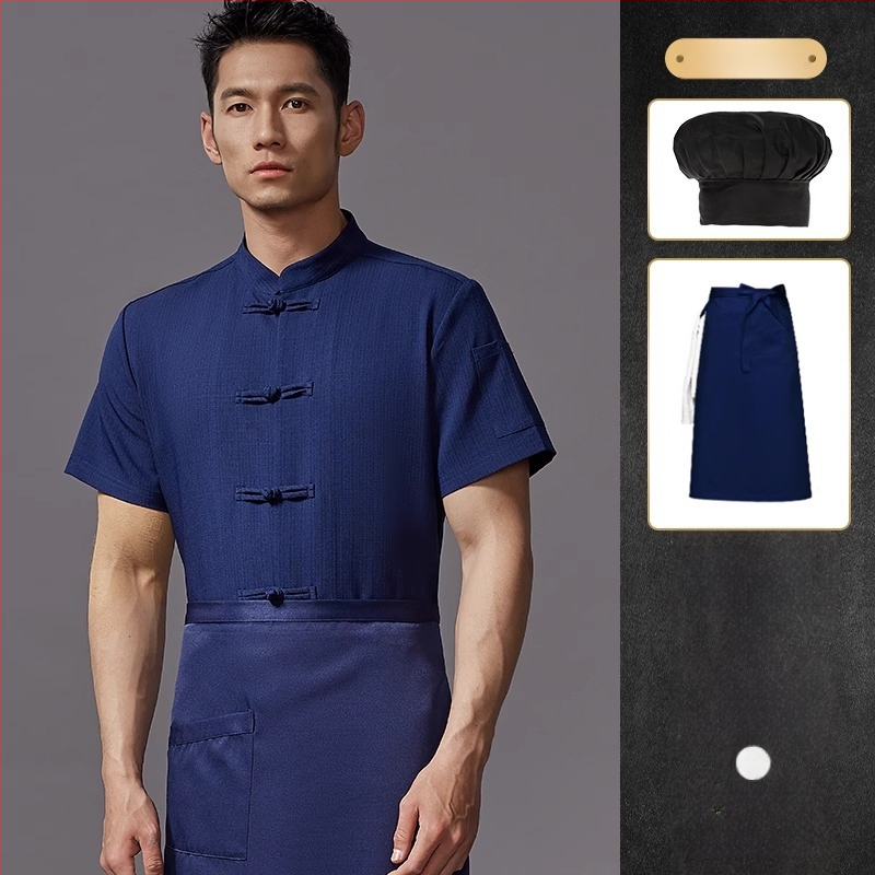 Hosszú ujjú szakács felső hotel- és catering célokra, nedvességelvezető len- és poliészter keverék (96%+ poliészter), bélés poliészter, férfiak számára