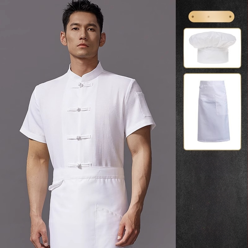 Hosszú ujjú szakács felső hotel- és catering célokra, nedvességelvezető len- és poliészter keverék (96%+ poliészter), bélés poliészter, férfiak számára