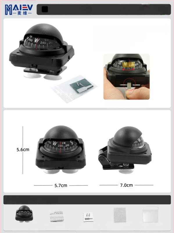 Maiev LC760 jūrinis kompasas su magnetinės deklinacijos reguliavimu, skirtas naudoti ant borto (automobilis/laivas)