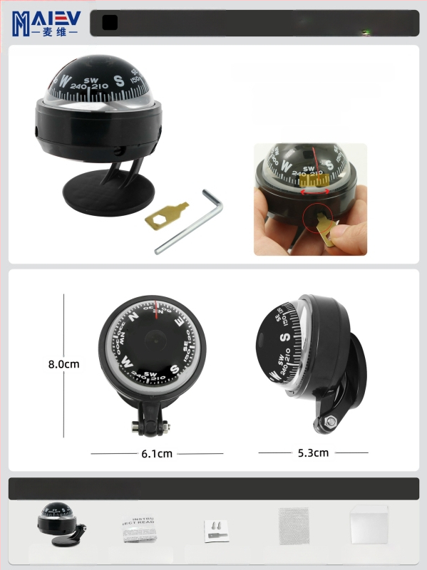 Maiev LC760 jūrinis kompasas su magnetinės deklinacijos reguliavimu, skirtas naudoti ant borto (automobilis/laivas)