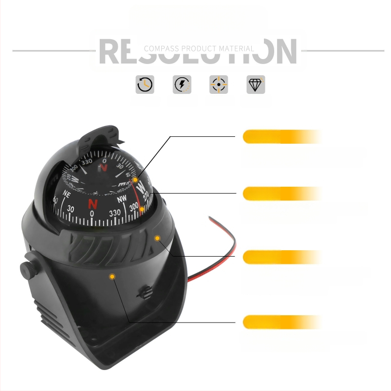 Maiev LC760 jūrinis kompasas su magnetinės deklinacijos reguliavimu, skirtas naudoti ant borto (automobilis/laivas)